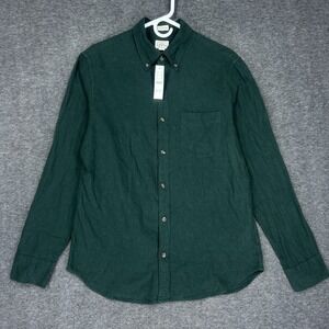 J.Crew Brushed Twill Shirt Mens Medium Green Long Sleeve Button Up Preppy